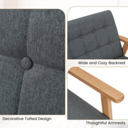 Costway Wooden 2-Seater Loveseat Fabric Upholstered Lounge Arm Chair Sofa Chair Couch - thumbnail 9