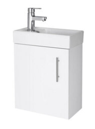 Balterley Cloakroom Wall Hung 1 Door Vanity Unit With Basin, 400mm - Gloss White - thumbnail 1