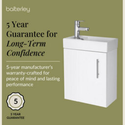 Balterley Cloakroom Wall Hung 1 Door Vanity Unit With Basin, 400mm - Gloss White - thumbnail 6