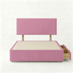Adore Designs Victoria Plush Velvet Divan Bed, Headboard - 4Ft Small Double - Pink - 2 Drawers Same Side - thumbnail 2