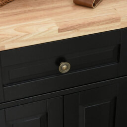 Homcom Rolling Kitchen Island Cart With Rubber Wood Top, Spices Black - thumbnail 8