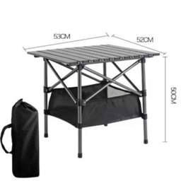 Outdoor Folding Aluminum Picnic Table Lightweight Portable 50Cm Black - thumbnail 1