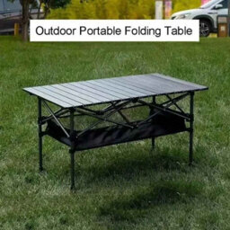 Outdoor Folding Aluminum Picnic Table Lightweight Portable 50Cm Black - thumbnail 3