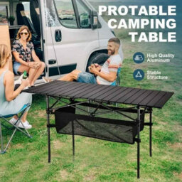 Outdoor Folding Aluminum Picnic Table Lightweight Portable 50Cm Black - thumbnail 4