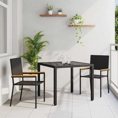 Walplus Garden Dining Set 3 Pcs Black 90 X 90 X 75 Cm Poly Rattan - image 1