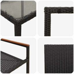 Walplus Garden Dining Set 3 Pcs Black 90 X 90 X 75 Cm Poly Rattan - thumbnail 9