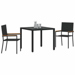 Walplus Garden Dining Set 3 Pcs Black 90 X 90 X 75 Cm Poly Rattan - thumbnail 3
