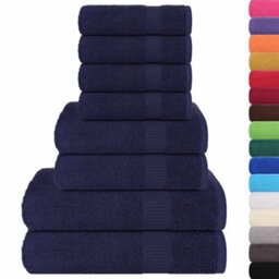 Berkfield Durable 8 Piece Towel Set Navy Blue 360 Gsm 100% Cotton