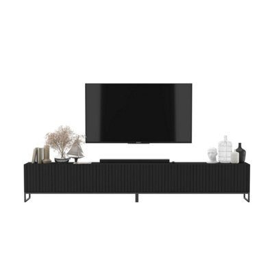 Heze Furniture Elpis Glamour Tv Cabinet Media Unit Extra Long 300 Cm - Black Matt / Black Frame - image 1