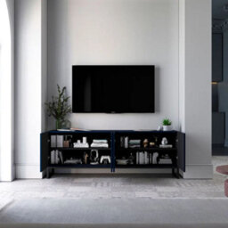 Heze Furniture Elpis Glamour Tv Cabinet Media Unit Extra Long 300 Cm - Black Matt / Black Frame - thumbnail 4