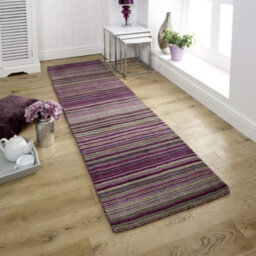 Melrose Mubai Stripe Wool Made Berry Runner Area Rug 060/230Cm - thumbnail 1