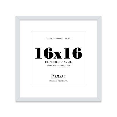 "16X16"" Light Grey Picture Frame - 16X16"" Square Frame With 14X14"" Mount For 16X16""/14X14"" Pictures Moderrn Style Thin Edge, 1 Pack" - image 1