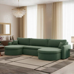 Verona U Corner Sofa Bed With Storage Container Green