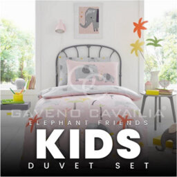 Gc Gaveno Cavailia Kids Printed Elephant Friends Single Pink Duvet Cover With Matching Pillowcase Bedding Set - thumbnail 2