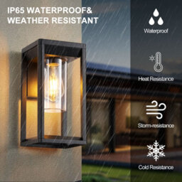 Harper Living Outdoor Wall Light Lantern Mains Powered, Black Aluminium, Outside Wall Lamp With Clear Shade, For Porch Front Door - thumbnail 6