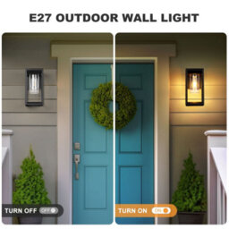 Harper Living Outdoor Wall Light Lantern Mains Powered, Black Aluminium, Outside Wall Lamp With Clear Shade, For Porch Front Door - thumbnail 3