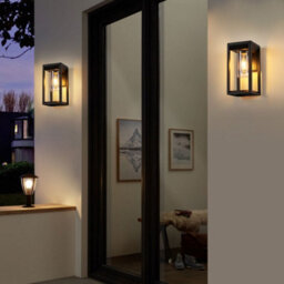 Harper Living Outdoor Wall Light Lantern Mains Powered, Black Aluminium, Outside Wall Lamp With Clear Shade, For Porch Front Door - thumbnail 2