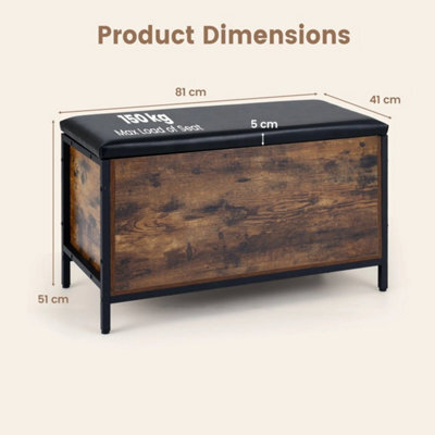 81 Cm Lift-Top Industrial Shoe Bench With Faux Leather Padded Seat Blanket Box - image 1