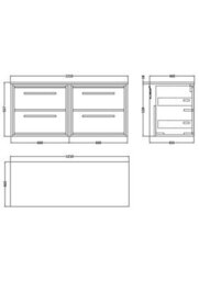 Hudson Reed Lille Wall Hung Four Drawer Contemporary Vanity Unit With Marble Worktop In Antique Oak, 610 X 460mm - thumbnail 4
