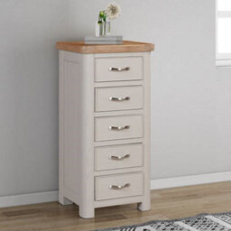 Buttercup Farm Bologna Painted Tall Chest With 5 Drawers - L40 X W50 X H102 Cm - Oak - thumbnail 2