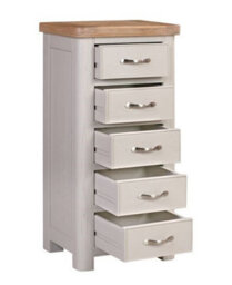 Buttercup Farm Bologna Painted Tall Chest With 5 Drawers - L40 X W50 X H102 Cm - Oak - thumbnail 3