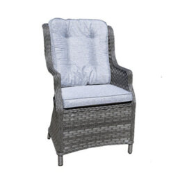 Shatchi 1Pc Rattan Garden Dining Chair Grey Outdoor Patio Chairs With Cushion, Weatherproof Wicker Furniture - thumbnail 2