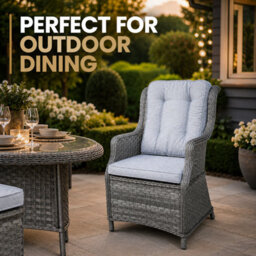 Shatchi 1Pc Rattan Garden Dining Chair Grey Outdoor Patio Chairs With Cushion, Weatherproof Wicker Furniture - thumbnail 5