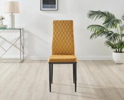 Furniturebox Uk Leonardo 4 Gold Dining Table And 4 Mustard Velvet Milan Black Leg Chairs - thumbnail 9
