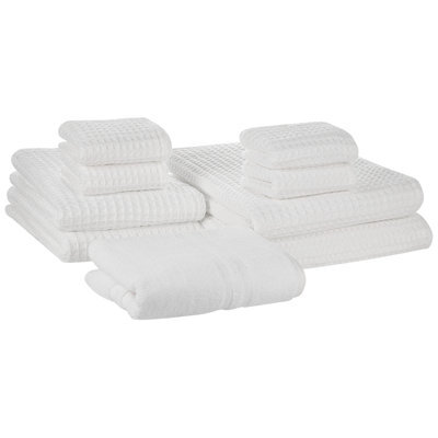 Beliani Set Of 9 Towels Areora Cotton White - image 1