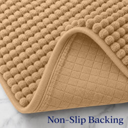 Aspire Homeware  Quick Dry Chenille Bathmat Soft Water Absorbent Shower Mat Non-Slip Floor Mat, Beige (L)80Cm X (W)50Cm - thumbnail 3