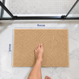 Aspire Homeware  Quick Dry Chenille Bathmat Soft Water Absorbent Shower Mat Non-Slip Floor Mat, Beige (L)80Cm X (W)50Cm - thumbnail 6