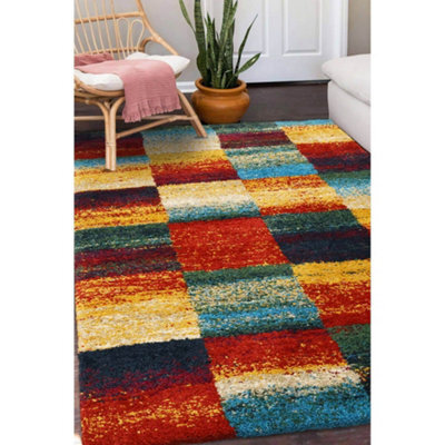 Melrose Noble Multi Colour Blocks Design Indoor X-Large Area Rug 200/290Cm - image 1