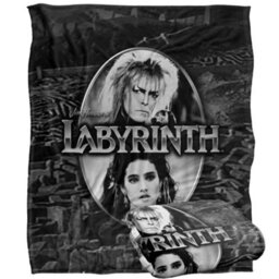 Labyrinth Maze Silky Portrait Supersoft Blanket Black/silver (One Size) - thumbnail 2