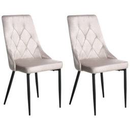 Beliani Set Of 2 Dining Chairs Avenir Velvet Taupe - thumbnail 1