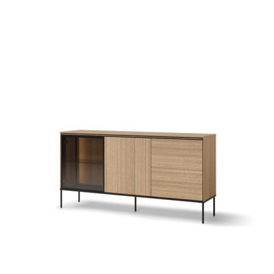 Arte Sophisticated Oak Linear Display Sideboard H850mm W1670mm D410mm - Modern Design With Led Lighting - image 1
