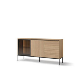 Arte Sophisticated Oak Linear Display Sideboard H850mm W1670mm D410mm - Modern Design With Led Lighting - thumbnail 1