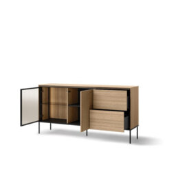 Arte Sophisticated Oak Linear Display Sideboard H850mm W1670mm D410mm - Modern Design With Led Lighting - thumbnail 2
