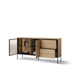 Arte Sophisticated Oak Linear Display Sideboard H850mm W1670mm D410mm - Modern Design With Led Lighting - thumbnail 3