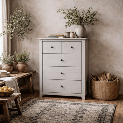 Wyld Haus Tralee Grey-Washed Pine 3+2 Storage Chest Tall - image 1