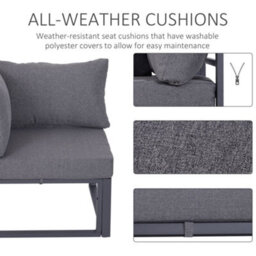 Outsunny 6Pcs Outdoor Sectional Sofa Set Conversation Aluminum Frame W/ Cushion - thumbnail 4