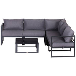 Outsunny 6Pcs Outdoor Sectional Sofa Set Conversation Aluminum Frame W/ Cushion - thumbnail 8