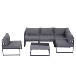 Outsunny 6Pcs Outdoor Sectional Sofa Set Conversation Aluminum Frame W/ Cushion - thumbnail 9