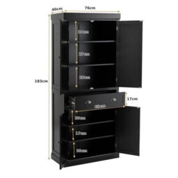 Wood Tall Storage Cabinet 2 Doors Display Organizer Freestanding Pantry Cupboard - thumbnail 2