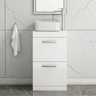 Royal Bathrooms 500mm Floor Standing Vanity Unit 2 Drawer Gloss White & Countertop Basin - Elena - image 1