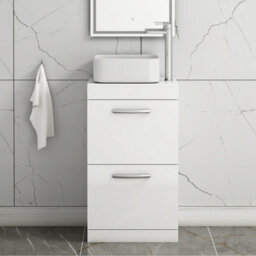 Royal Bathrooms 500mm Floor Standing Vanity Unit 2 Drawer Gloss White & Countertop Basin - Elena - thumbnail 1