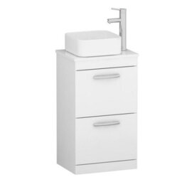 Royal Bathrooms 500mm Floor Standing Vanity Unit 2 Drawer Gloss White & Countertop Basin - Elena - thumbnail 4