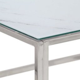 Berkfield Coffee Table Silver Stainless Steel And Tempered Glass - thumbnail 5