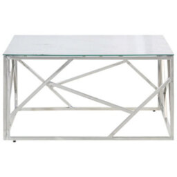 Berkfield Coffee Table Silver Stainless Steel And Tempered Glass - thumbnail 3