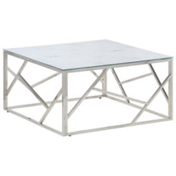 Berkfield Coffee Table Silver Stainless Steel And Tempered Glass - thumbnail 2