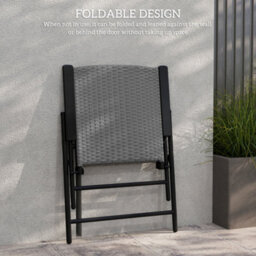 Outsunny 2Pcs Rattan Chair Foldable Garden Furniture W/ Armrest Grey - thumbnail 6